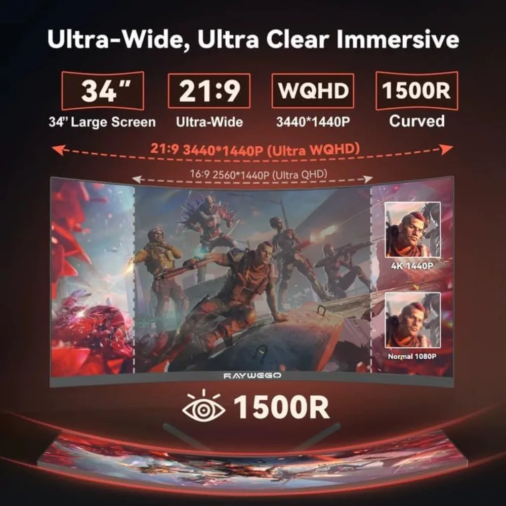 Gaming Monitor Curved - 미국 배송 34인치 커브드 게이밍 모니터