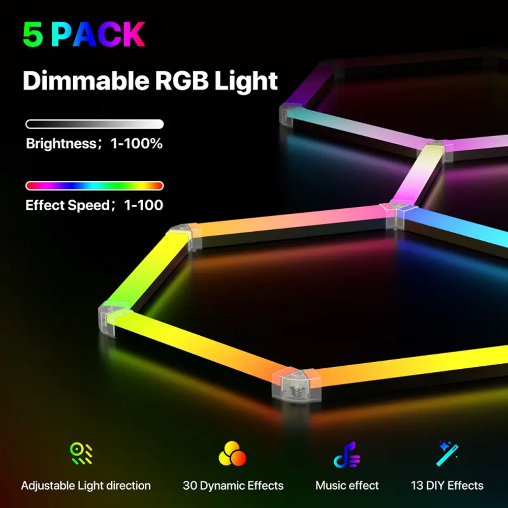 85-265V 스마트 RGB 육각형 튜브 허니콤 LED - Esports Gaming App 리뷰 및 가격