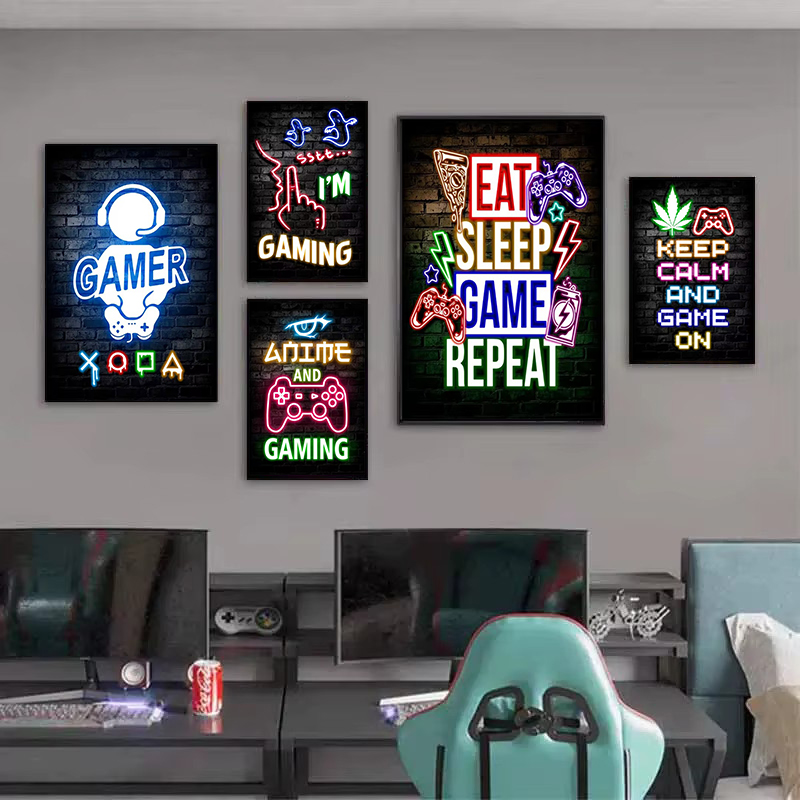1피스 프레임리스 게이밍 네온 이트 슬립 게임 리피트  - Esports Gaming Poster 리뷰 및 가격