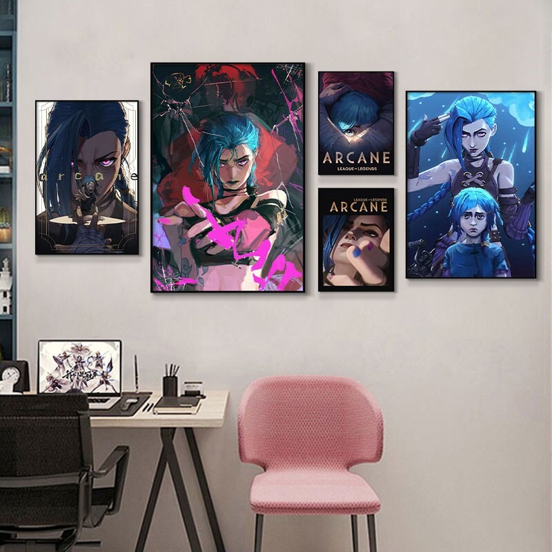 Arcane Jinx 클로즈업 포스터 프레임 없는 캔버 - Esports Gaming Poster 리뷰 및 가격