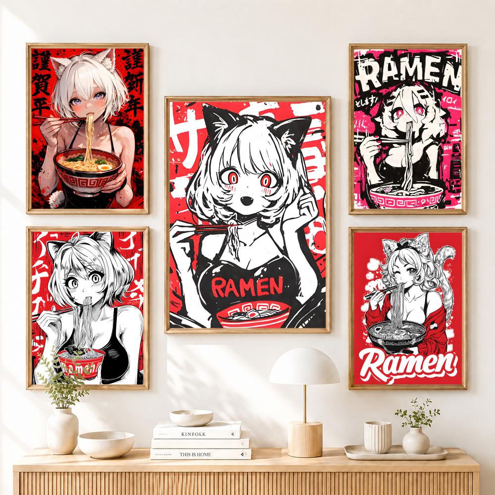 애니메이션 고양이 소녀 그림 캔버스 포스터 아트, 주름 - Esports Gaming Poster 리뷰 및 가격
