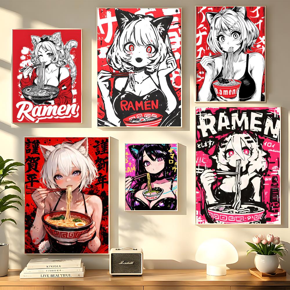 애니메이션 고양이 소녀 그림 캔버스 포스터 아트, 주름 - Esports Gaming Poster 리뷰 및 가격