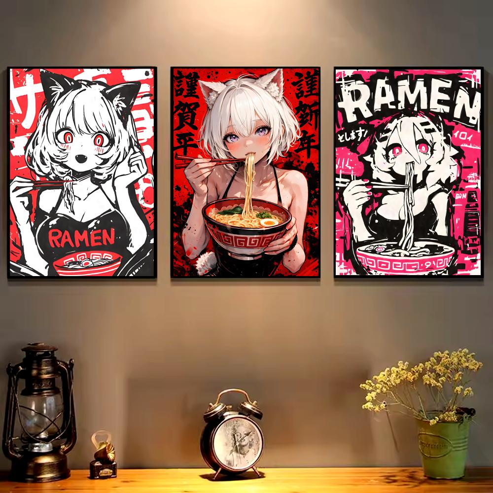 애니메이션 고양이 소녀 그림 캔버스 포스터 아트, 주름 - Esports Gaming Poster 리뷰 및 가격
